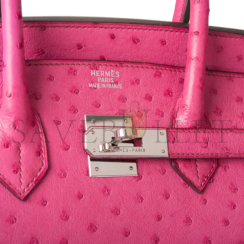 H**me5 master birkin 35 ostrich fuchsia palladium hardware (35*25*18cm)